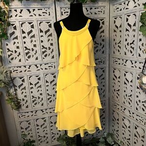 💛HOST PICK💛 SENSATIONAL SOFT YELLOW LAYERED SPAGHETTI STRAPS LONG FORMAL DRESS